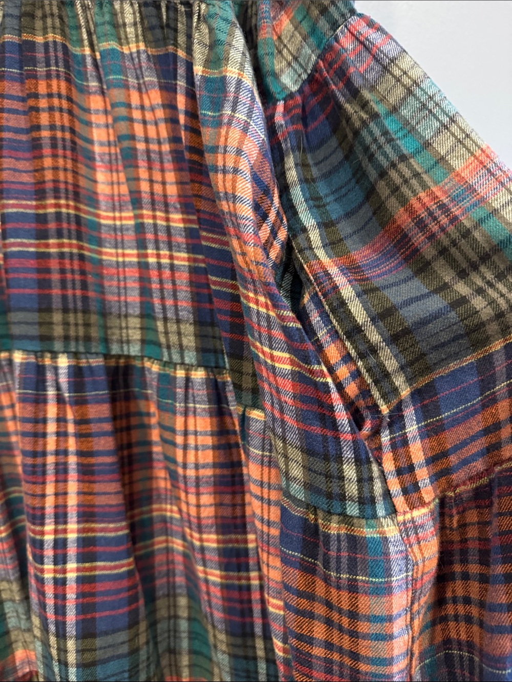 Plaid Tiered Button-Front Midi Dress in Multicolor - Picture 4 of 5